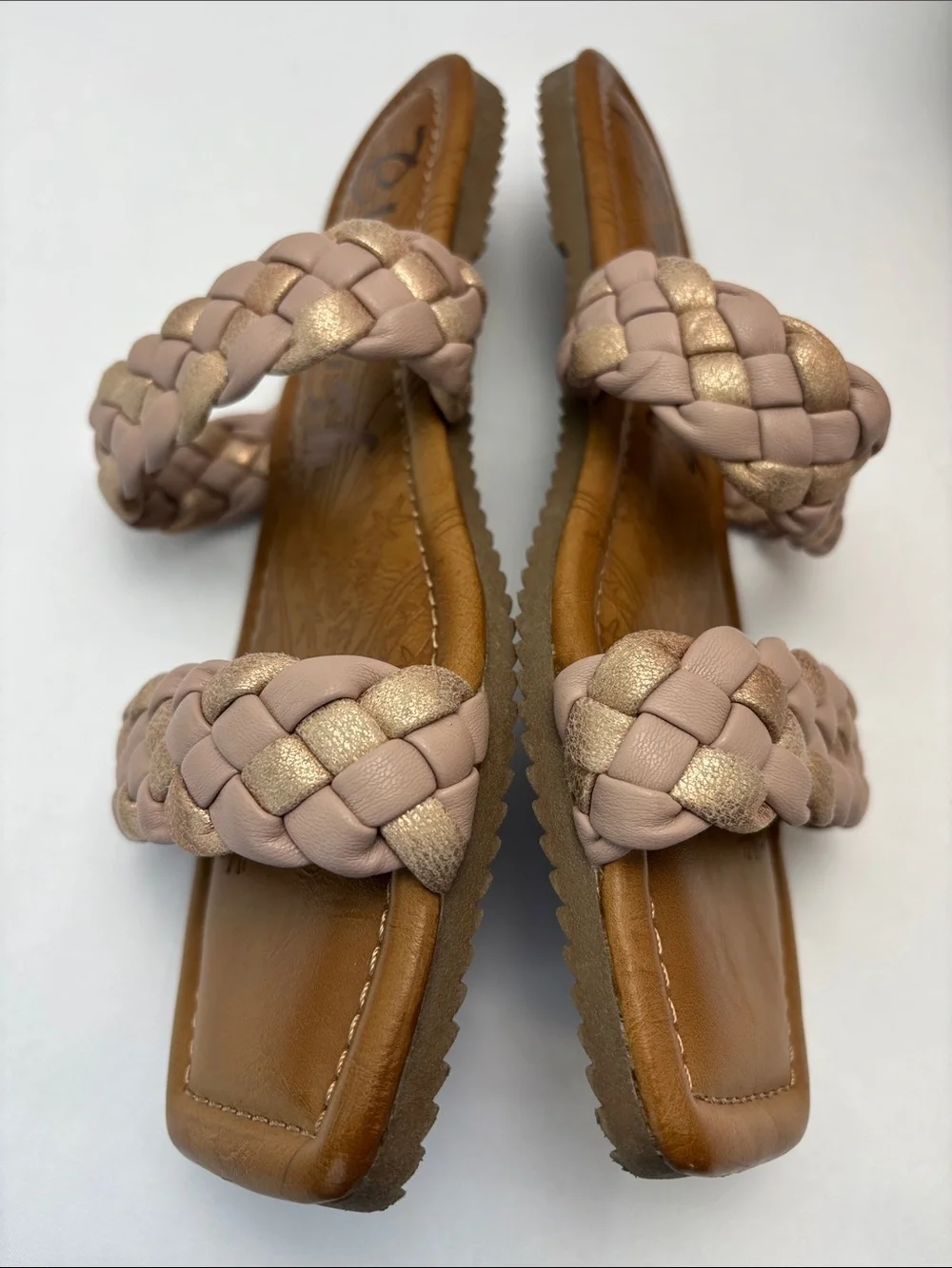 Blowfish Malibu Womens 10‎ Braided Double-Strap Slide Sandals in Blush&Gold #725